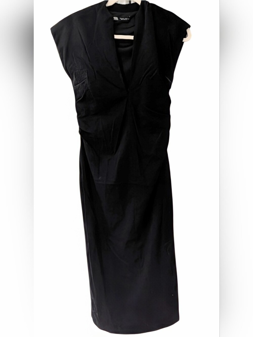 Zara Classic Black Cap-Sleeve Sheath Bodycon Dress - Women's. Side Zipper.